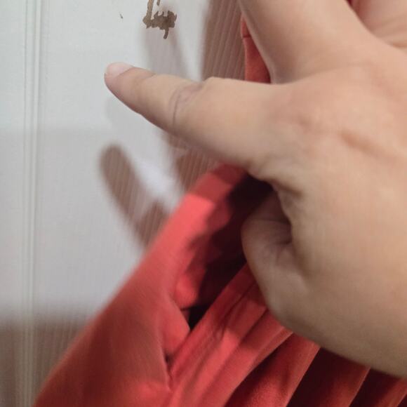 eShakti Women’s Dress Size 8 Red Cotton Blend V Neck Short Sleeve Pockets - Picture 5 of 8